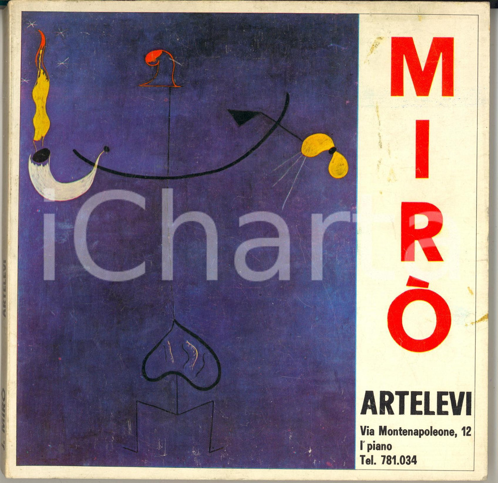 1972 MILANO Galleria ARTELEVI Joan MirÃ². Opere scelte dal 1924 al 1960 *Catalogo Catalogo della mostra alla Galleria Artelevi di Milano, redatto da Franco Passoni. Illustrato b/n e a colori.FORMATO: 21x21 cmPAGINE: 72CONDIZIONI: FAIR (buone condizioni interne, ma tracce d'uso in copertina e piccolo strappo al lato destro)    originale e autentica 1