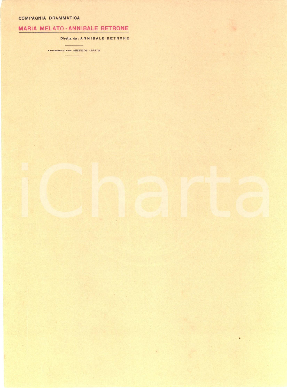 Manoscritto, lettera originale 1930 ca TEATRO Compagnia Maria MELATO  Annibale BETRONE Carta intestata 3 1
