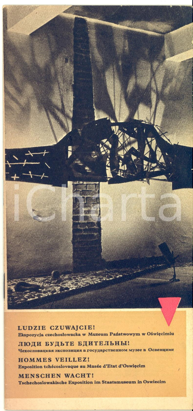 Materiale pubblicitario d’epoca 1960 ca OSWIECIM POLONIA Mostra sulla guerra in Cecoslovacchia  Pieghevole 1