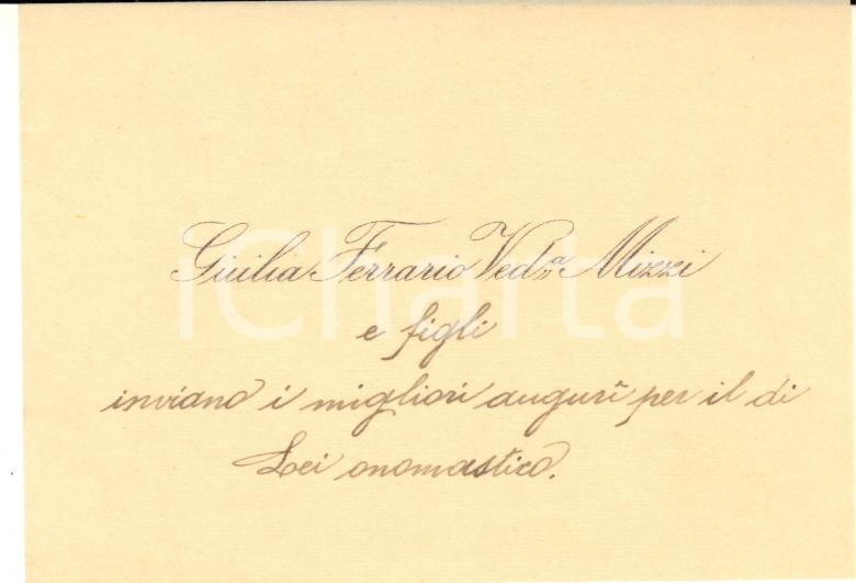 Oggetto da collezione cartaceo 1930 ca Area di LECCO  Giulia FERRARIO vedova MIZZI  Biglietto da visita 1