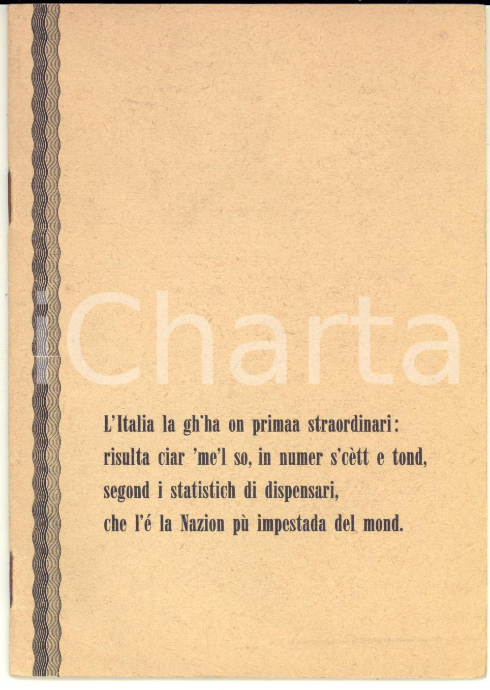 Libro, pubblicazione d epoca 1960 ca MILANO EL DANA A proposit de la legg Merlin DIALETTALE AUTOGRAFO 24 pp. 1