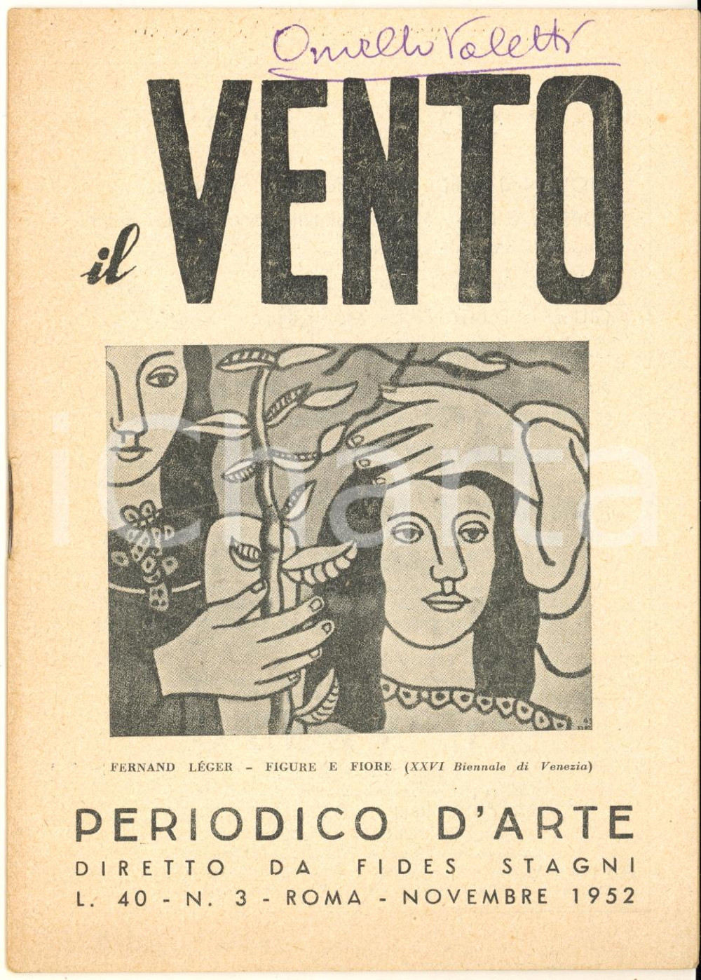 Giornale, rivista storica 1952 IL VENTO La XXVI Biennale di Venezia  Periodico d arte nÂ° 3 1