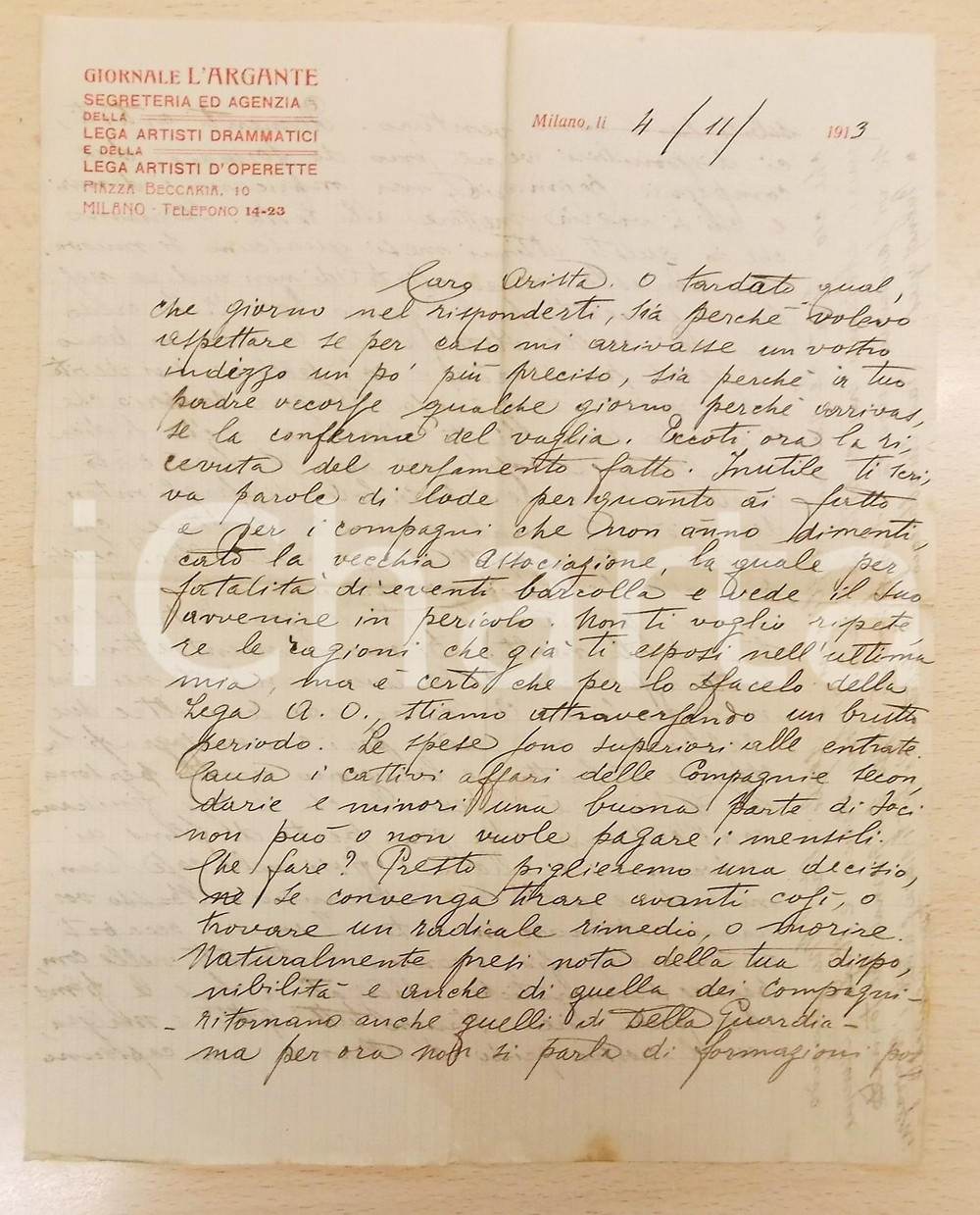 Autografo originale 1913 MILANO Domenico GISMANO PENECHE e lo sfacelo della Lega Artisti AUTOGRAFO 1