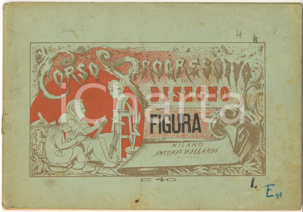 Libro, pubblicazione d epoca 1910 ca Corso progressivo di disegno e figura  Album ed. VALLARDI ILLUSTRATO 1