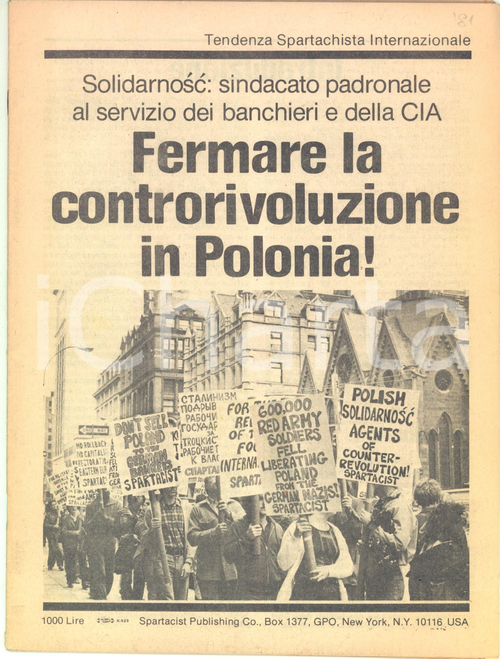 Giornale, rivista storica 1981 TSI Tendenza Spartachista  Fermare controrivoluzione in Polonia  Rivista 1