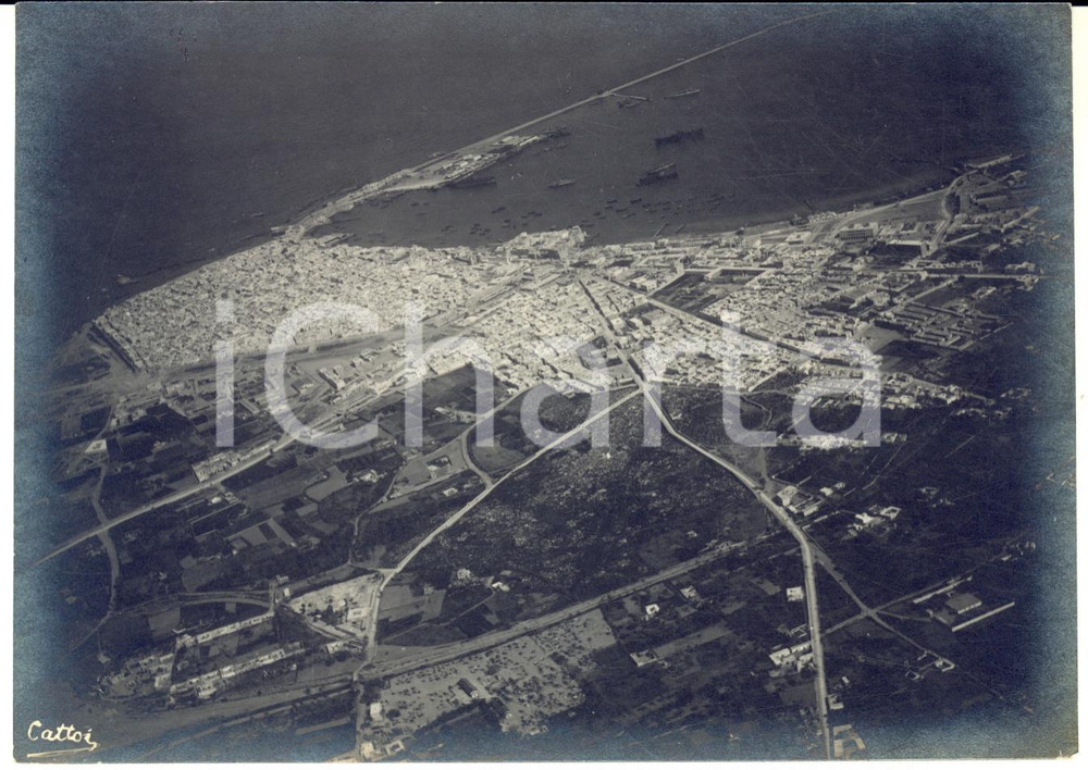 Fotografia d epoca originale 1919 TRIPOLI LIBIA Veduta aerea del porto  Fotografia RARA 17x12 cm 1