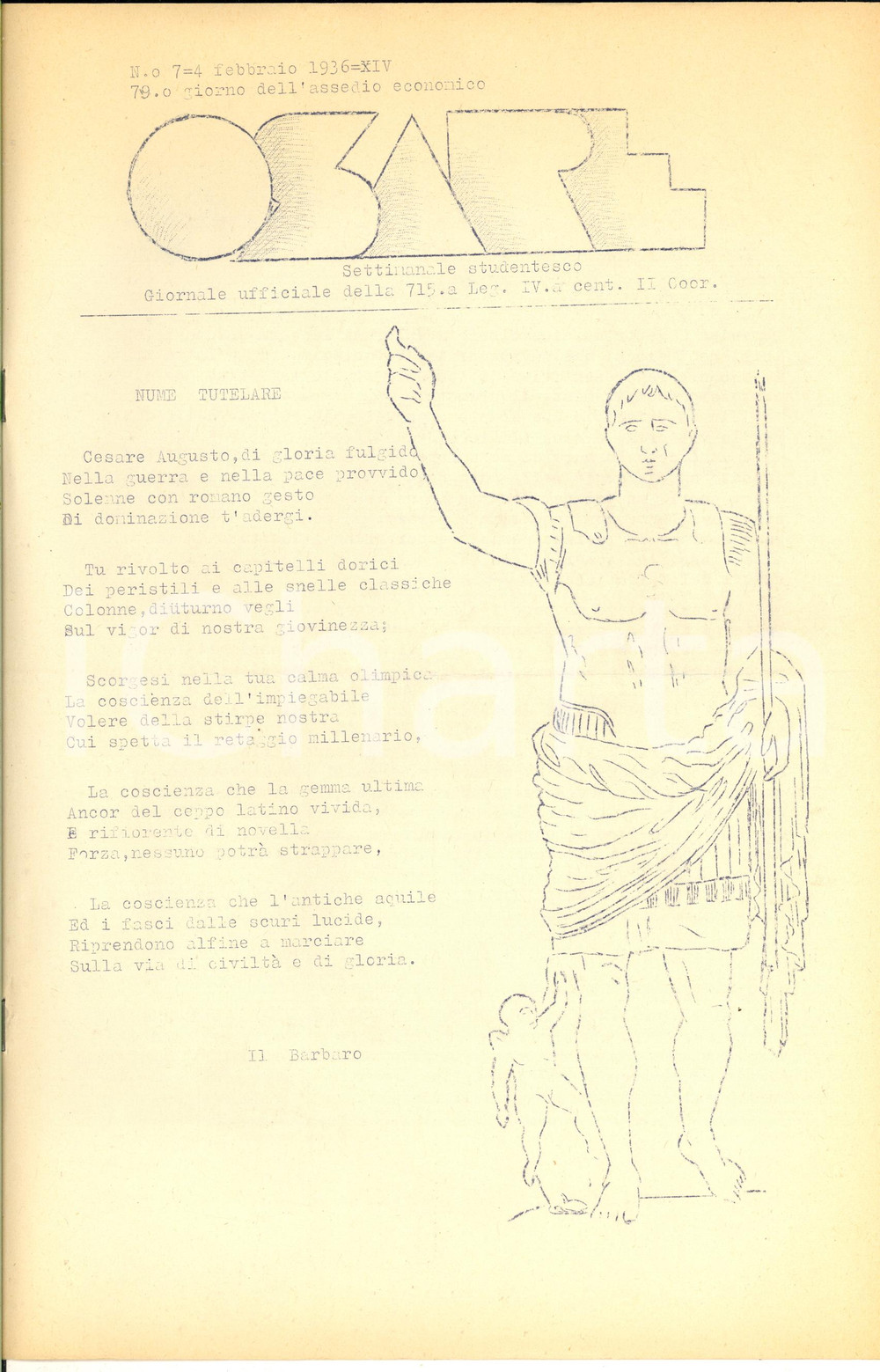 Giornale, rivista storica 1936 OSARE Risultati dei Giochi Invernali ONB a Valbruna  Ciclostilato nÂ° 7 1