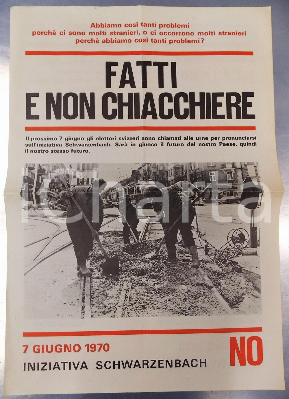 Giornale, rivista storica 1970 SVIZZERA Referendum iniziativa SCHWARZENBACH su immigrazione PROPAGANDA NO 1