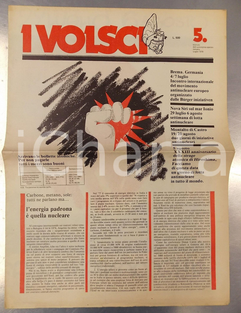 Giornale, rivista storica 1978 ROMA I VOLSCI Settimana di lotta antinucleare  Mensile anno I nÂ° 5 1