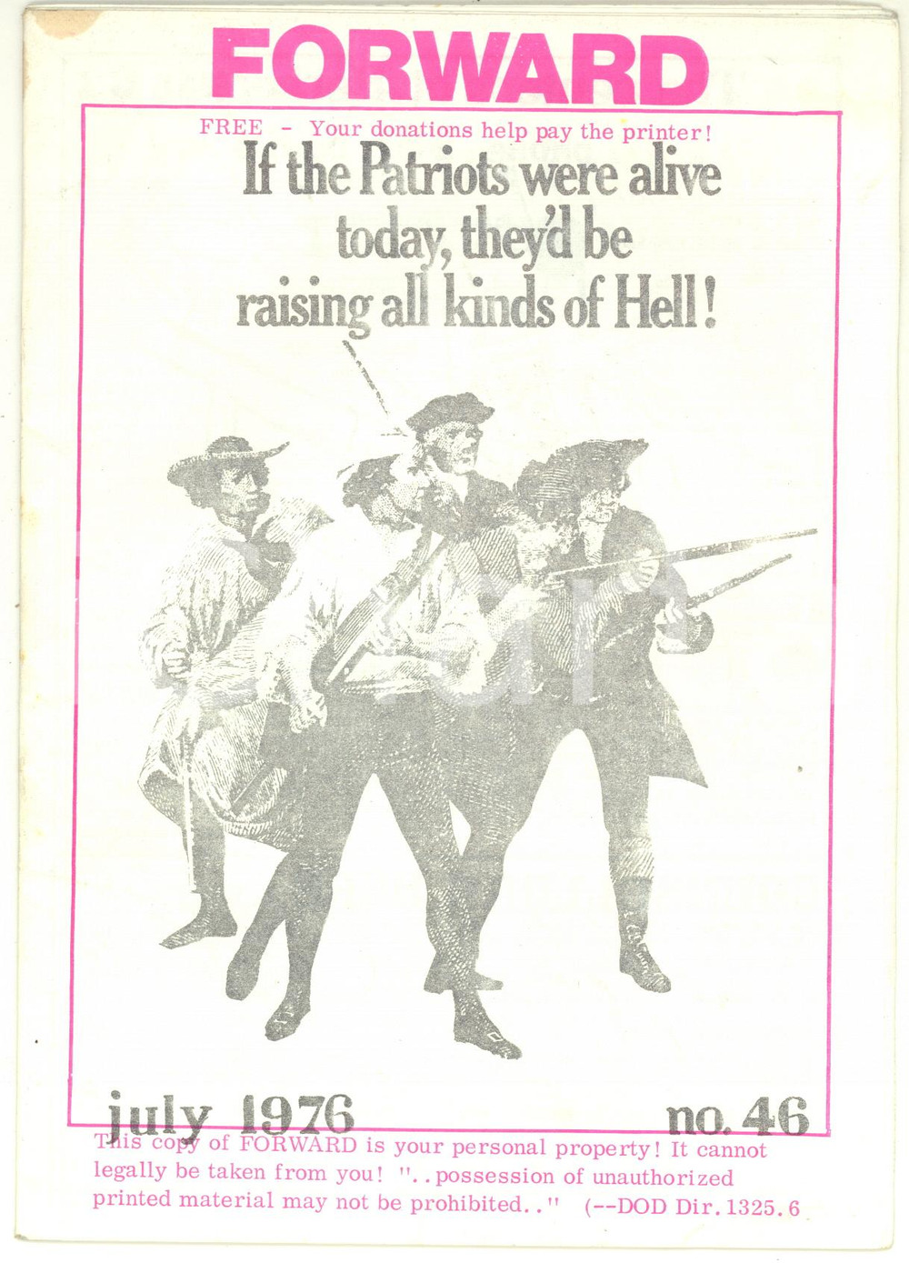 Libro, pubblicazione d epoca 1976 BERLIN  FORWARD  The American Revolution GI Counselling Center Newspaper 1