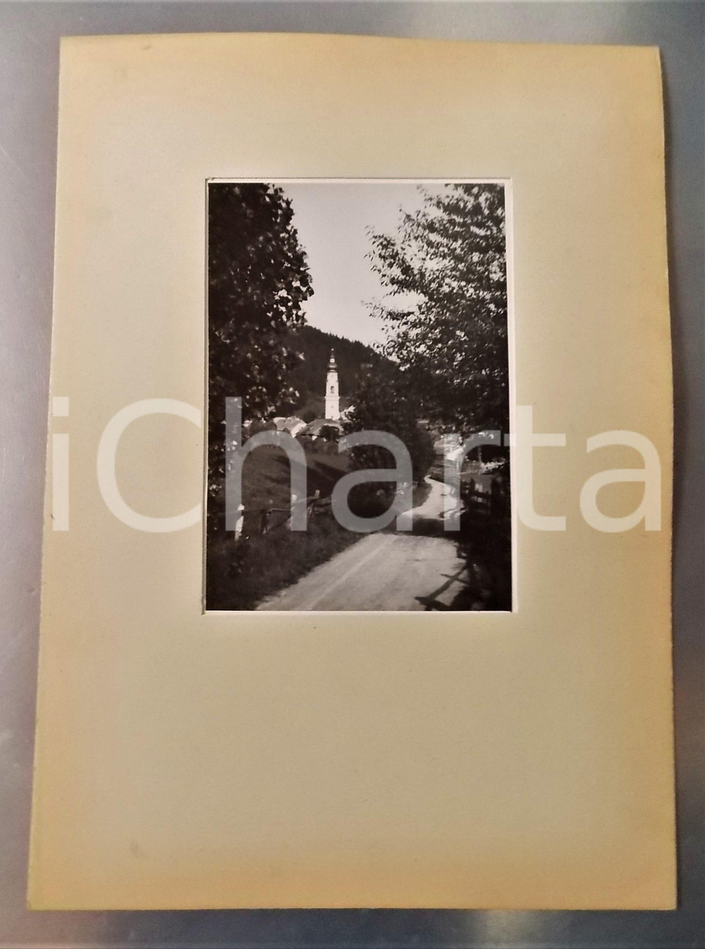 Fotografia d epoca originale 1949 DOBBIACO VECCHIA  Veduta panoramica Foto con passepartout 24x34 cm 1