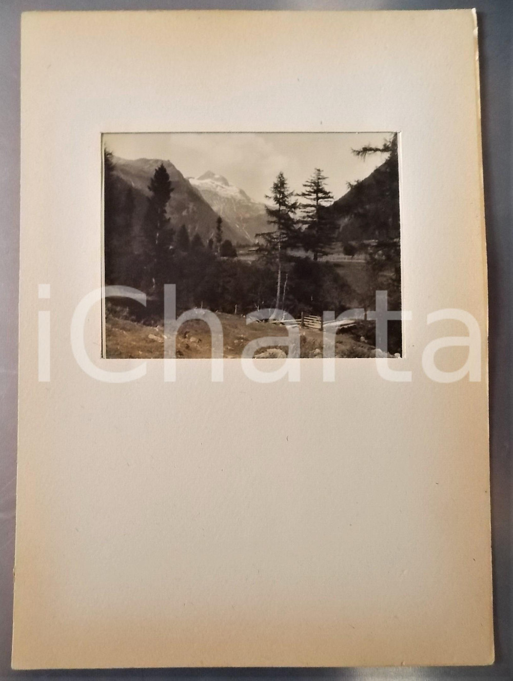 Fotografia d epoca originale 1936 MALLNITZ AUSTRIA Vallata verso l ANKOGEL Foto con passepartout 24x34 cm 1