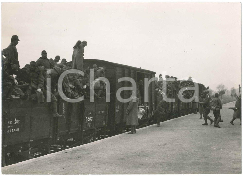 Fotografia d epoca originale 1938 CHINA Sinojapanese war  Treno giapponese in marcia da MANCIUKUO a LONGHAI 1