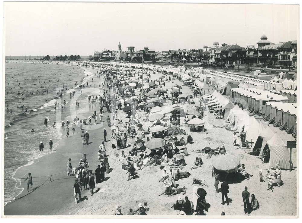 Fotografia d epoca originale 1930 MONTEVIDEO URUGUAY Playa POCITOS  Foto ANIMATA 22x15 cm 1