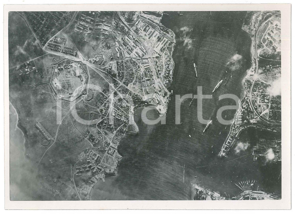 Fotografia d epoca originale 1941 WW2 SEBASTOPOLI URSS Veduta aerea presa da velivolo tedesco  Foto 1