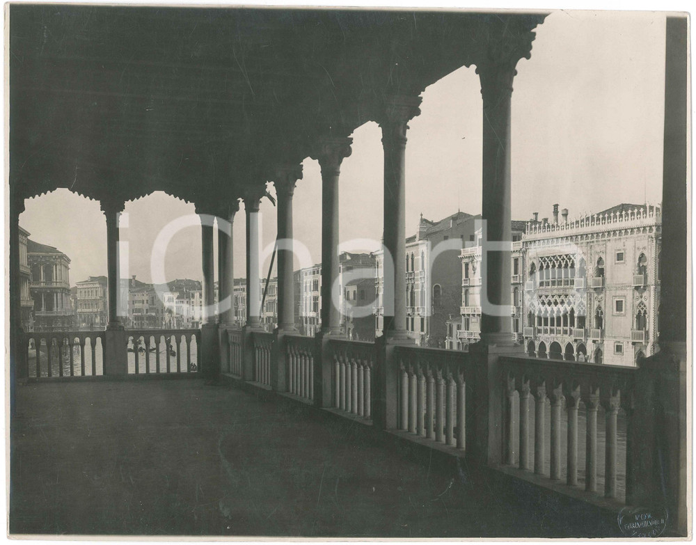 Fotografia d epoca originale 1930 ca VENEZIA Canal Grande  Sede Dopolavoro Provinciale  Loggia Foto 30x23 1