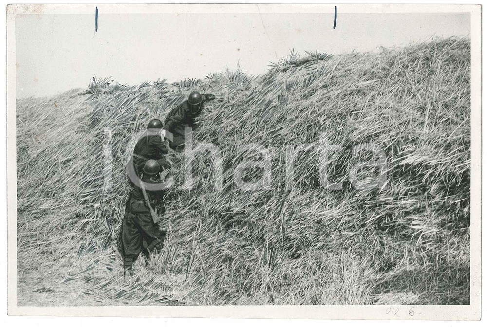Fotografia d epoca originale 1942 WW2 FRONTE ORIENTALE Italiani lanciano bombe a mano contro i sovietici FOTO 1