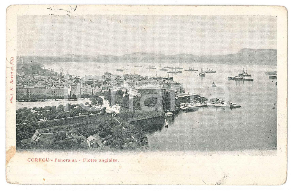 Cartolina originale da collezione 1900 ca CORFOU  GRÃˆCE Flotte anglaise  Carte postale FP VG 1