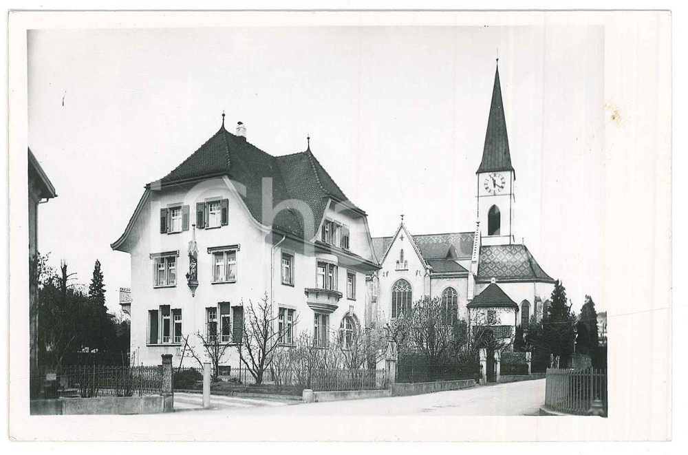 Cartolina originale da collezione 1940 ca WIL  SVIZZERA Casa parrocchiale e Chiesa di San Pietro  Cartolina 1