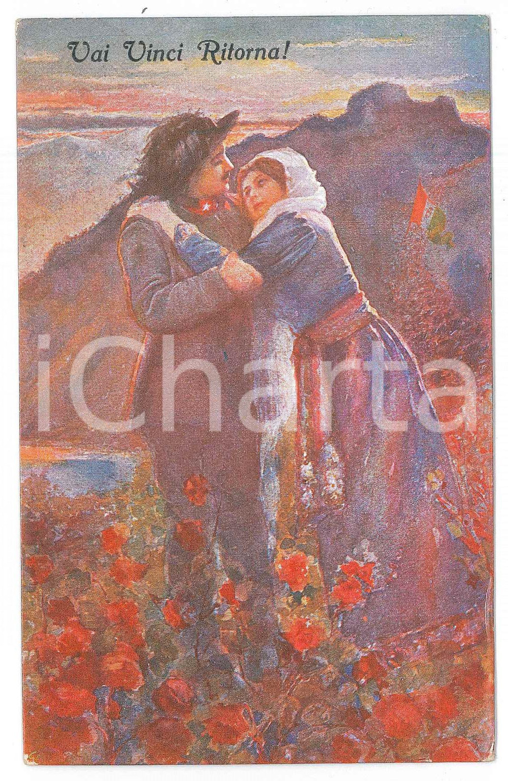 Cartolina originale da collezione 1915 ca WW1 Artista A. DEL SENNO Bersagliere saluta fidanzata  Cartolina FP NV 1