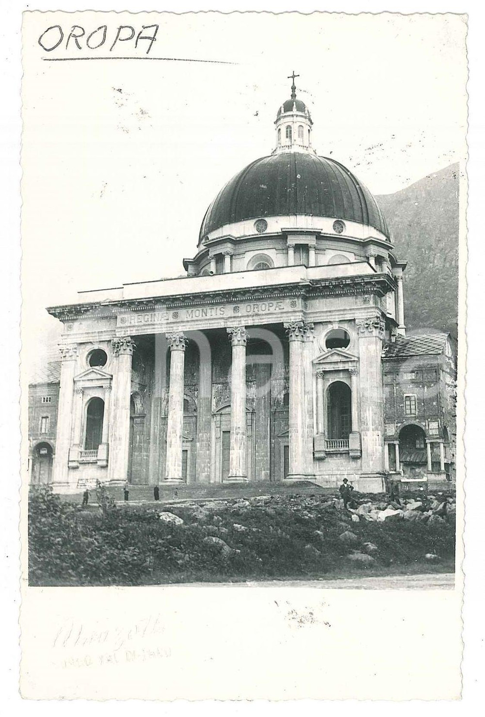 Fotografia d epoca originale 1958 SANTUARIO DI OROPA Ingresso della Basilica Superiore  Fotocartolina FP NV 1