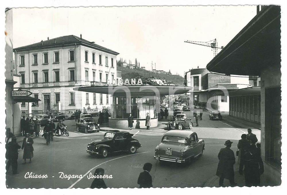 Cartolina originale da collezione 1958 CHIASSO Dogana svizzera  Cartolina ANIMATA FG VG 1