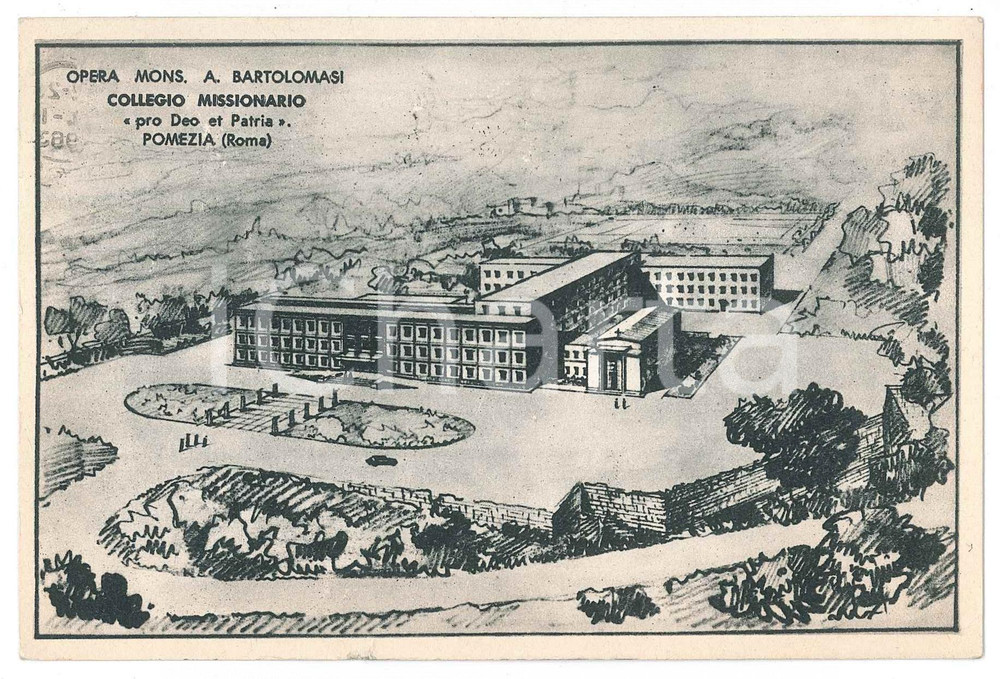 Cartolina originale da collezione 1963 POMEZIA Collegio Missionario Opera Mons. Angelo Bartolomasi  Cartolina FG 1
