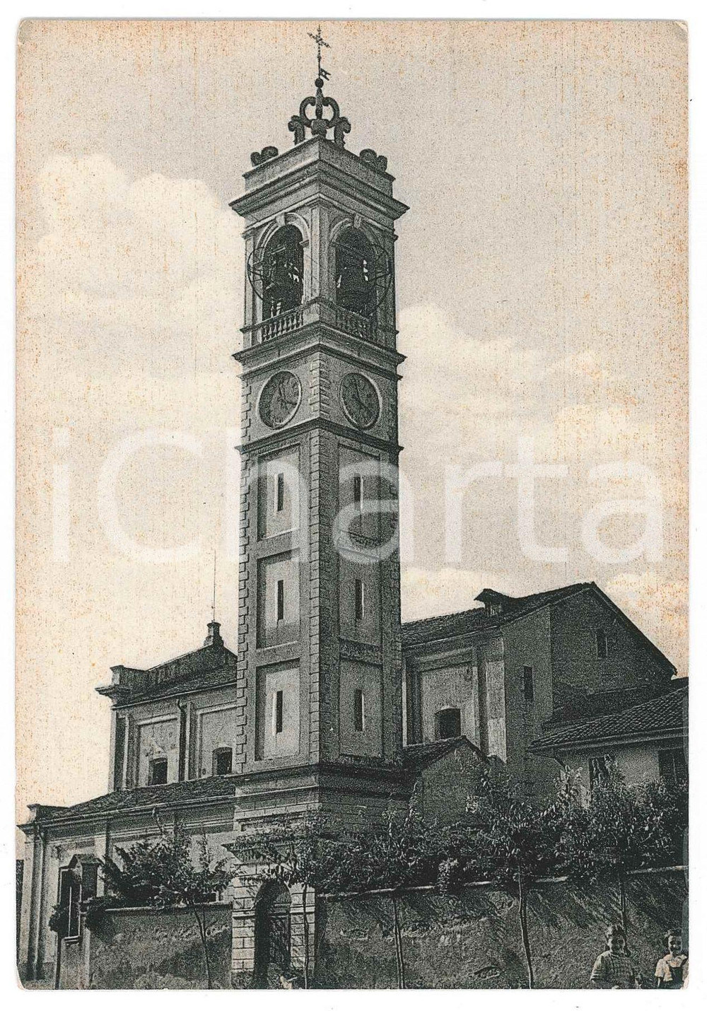 Cartolina originale da collezione 1950 ca CARONNO PERTUSELLA Campanile Chiesa Santa Margherita  Cartolina FG NV 1