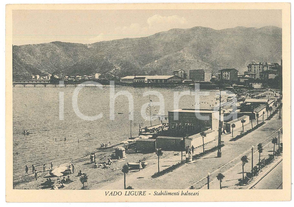 Cartolina originale da collezione 1961 VADO LIGURE Stabilimenti balneari  Cartolina ANIMATA FG VG 1