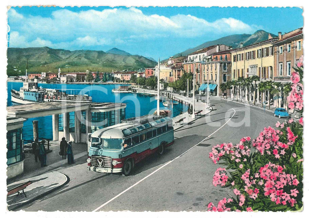 Cartolina originale da collezione 1960 SALÃ’ Lago di Garda  Torpedone sul Lungolago  Cartolina ANIMATA FG VG 1