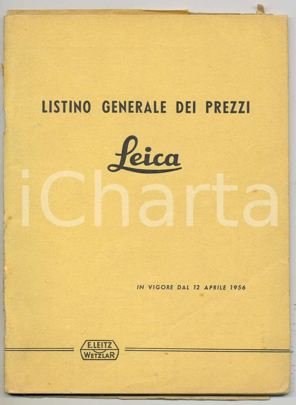 Materiale pubblicitario d’epoca 1956 Ditta LEITZ  Listino generale prezzi LEICA fotografia 72 pp. 1