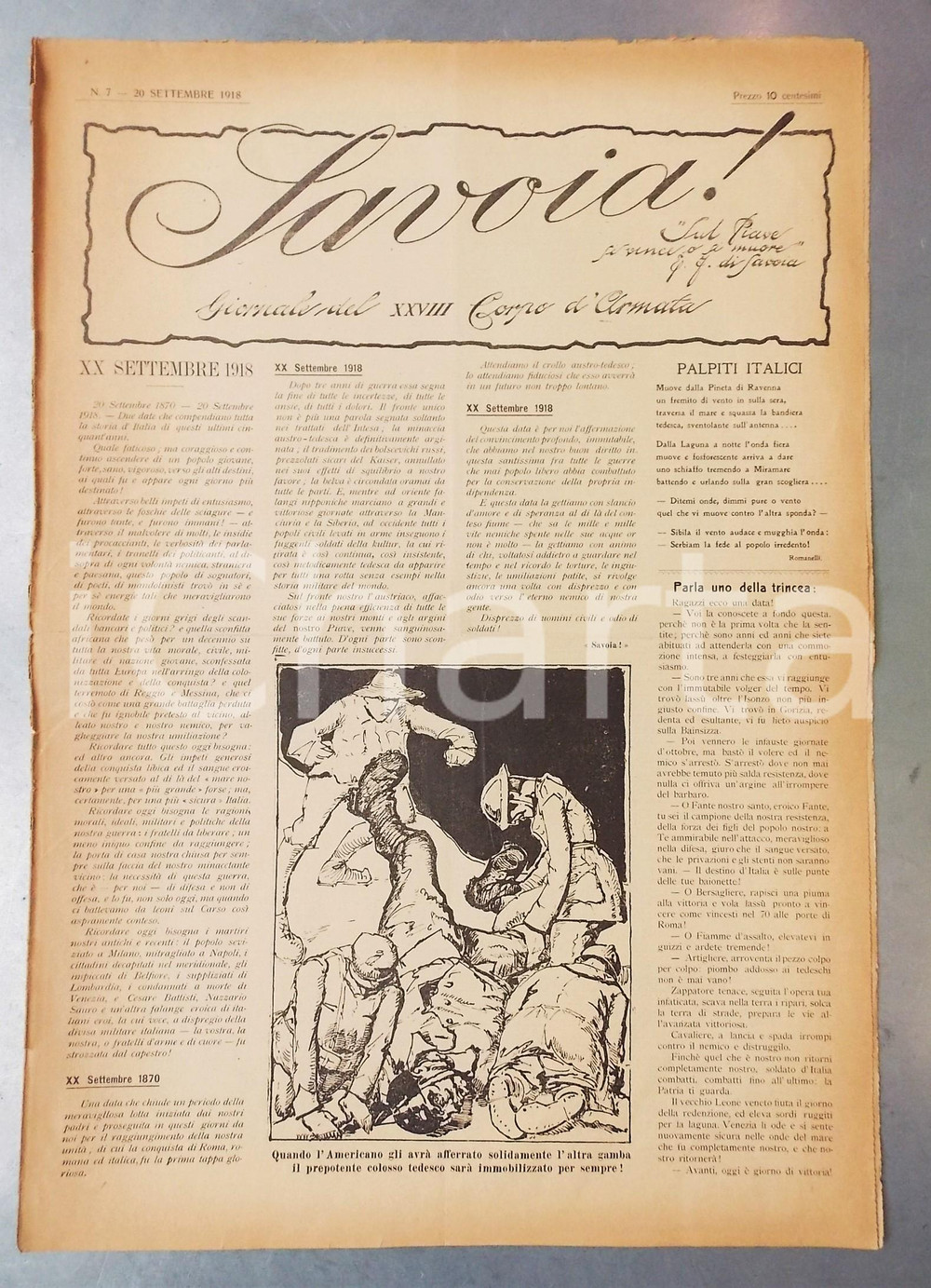 Giornale, rivista storica Settembre 1918 WW1 SAVOIA! Casa Savoia e la guerra  Giornale di trincea nÂ° 7 1