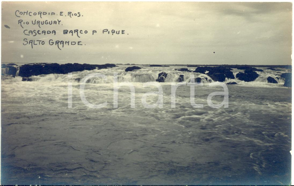 Fotografia d epoca originale 1920 ca CONCORDIA ENTRE RIOS ARGENTINA Cascada Rio Uruguay Real Photo CALVET 1