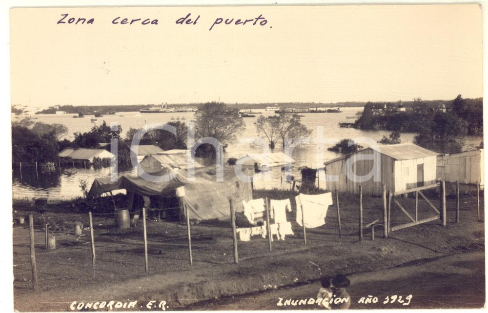 Fotografia d epoca originale 1929 CONCORDIA ARGENTINA InundaciÃ³n  Zona cerca del puerto  Foto AROLA RARA 1