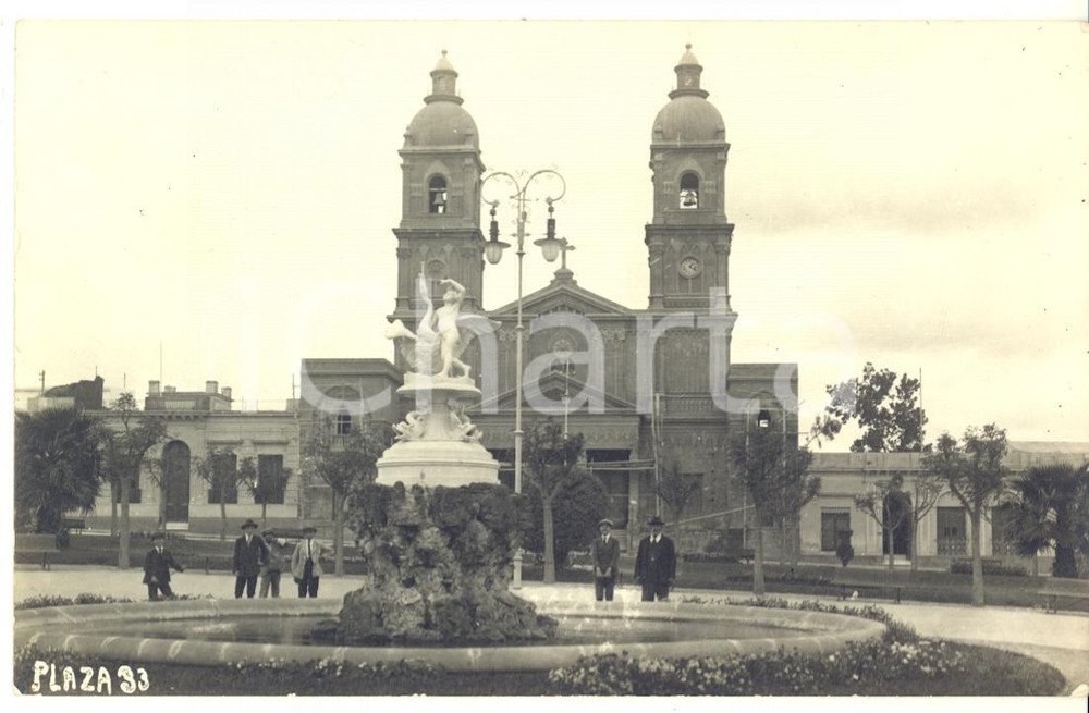 Fotografia d epoca originale 1920 ca SALTO URUGUAY Plaza de los 33 Orientales  Real photo CLAVÃ‰ ANIMATED 1