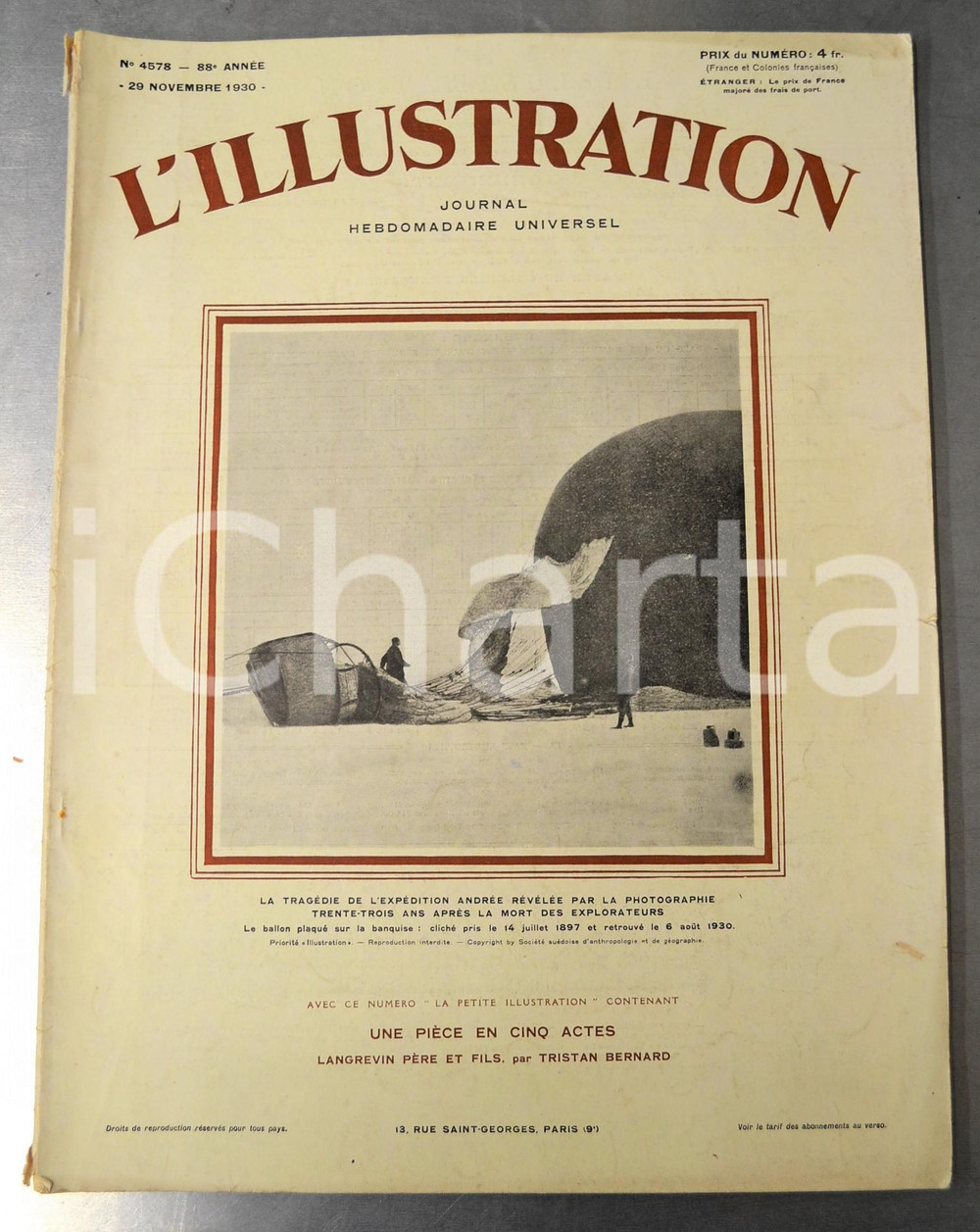 1930 L'ILLUSTRATION Fouilles franÃ§aises de Syrie - La tragique expÃ©dition AndrÃ©e Pubblicazione settimanale d'epoca con illustrazioni b/n.Ann&eacute;e 88e n&deg; 4578 - 29 Novembre 1930CONDIZIONI: FAIR (buone condizioni interne, ma minime mancanze al dorso e tracce d'uso in copertina)FORMATO: 28x40 cm     originale e autentica 1