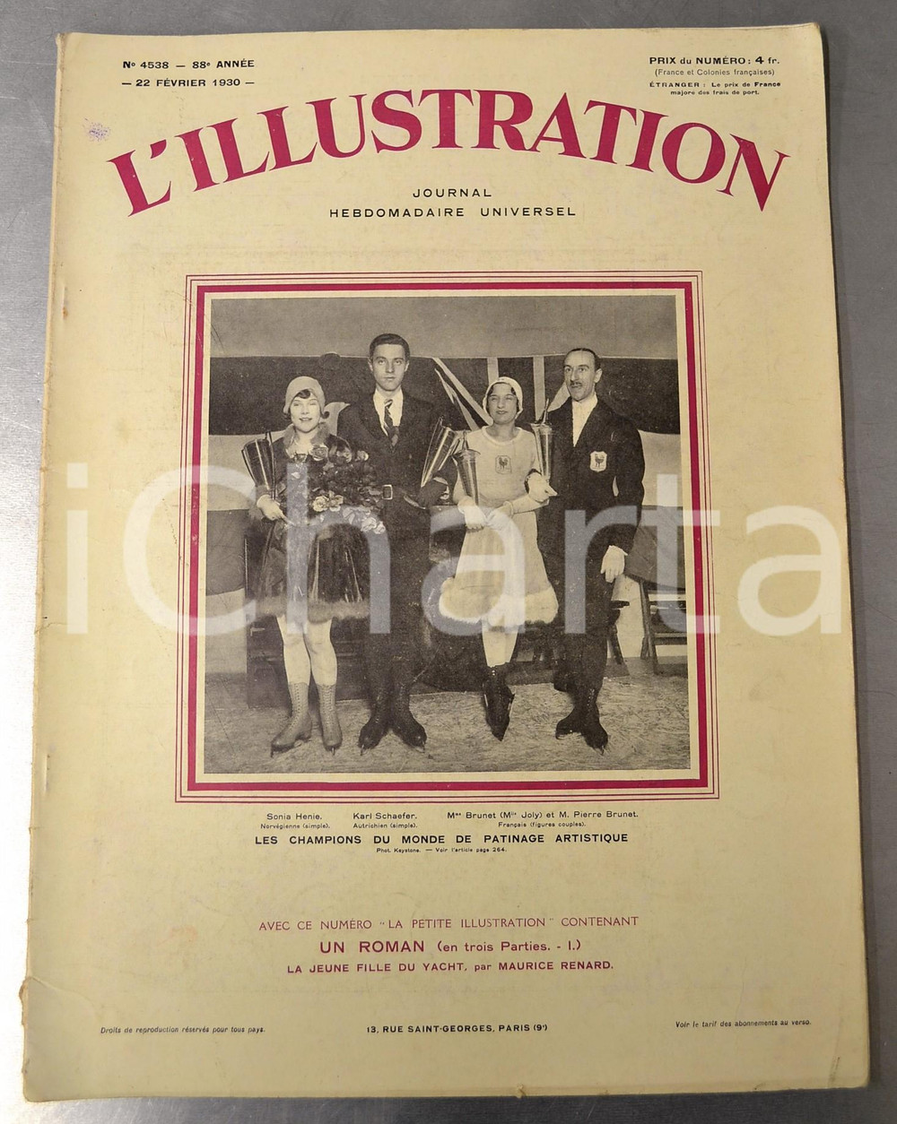 1930 L'ILLUSTRATION Commandant GIRIER aux Indes FranÃ§aises - Champions patinage Pubblicazione settimanale d'epoca con illustrazioni b/n.Ann&eacute;e 88e n&deg; 4538 - 22 F&eacute;vrier1930CONDIZIONI: FAIR (piccole mancanze al dorso; lievi tracce d'uso e minima macchia in copertina; una pagina interna strappata in due parti)FORMATO: 28x40 cm     originale e autentica 1
