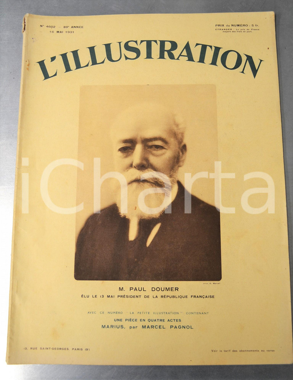 1931 L'ILLUSTRATION Paul DOUMER Ã©lu PrÃ©sident RÃ©publique - Exposition Coloniale Pubblicazione settimanale d'epoca con illustrazioni b/n.Ann&eacute;e 89e n&deg; 4602 - 16 Mai 1931CONDIZIONI: G (ma minimi strappi al dorso e lievi tracce d'uso in copertina)FORMATO: 28x40 cm     originale e autentica 1