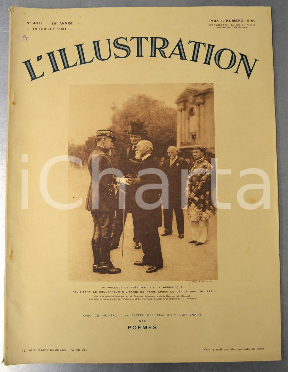 Giornale, rivista storica 1931 L ILLUSTRATION DÃ©filÃ© troupes 14 Juillet  CimetiÃ¨re franÃ§ais Williamsbourg 1