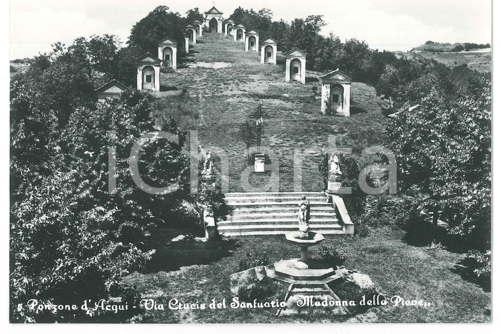 Cartolina originale da collezione 1950 ca PONZONE D ACQUI Santuario Madonna della Pieve  Via Crucis  Cartolina 1