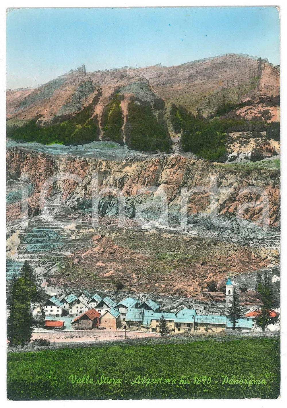 Cartolina originale da collezione 1961 ARGENTERA  VALLE STURA Panorama del paese  Cartolina FG VG 1