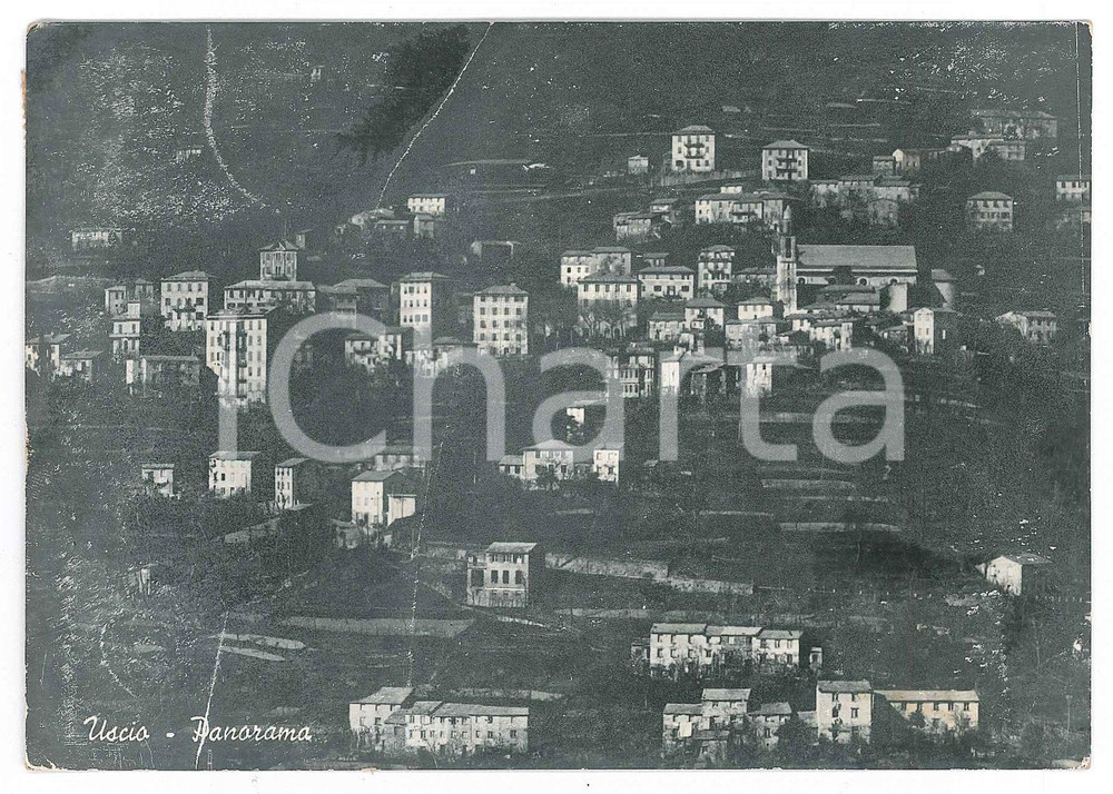 Cartolina originale da collezione 1952 USCIO Panorama del paese  Cartolina FG VG 1