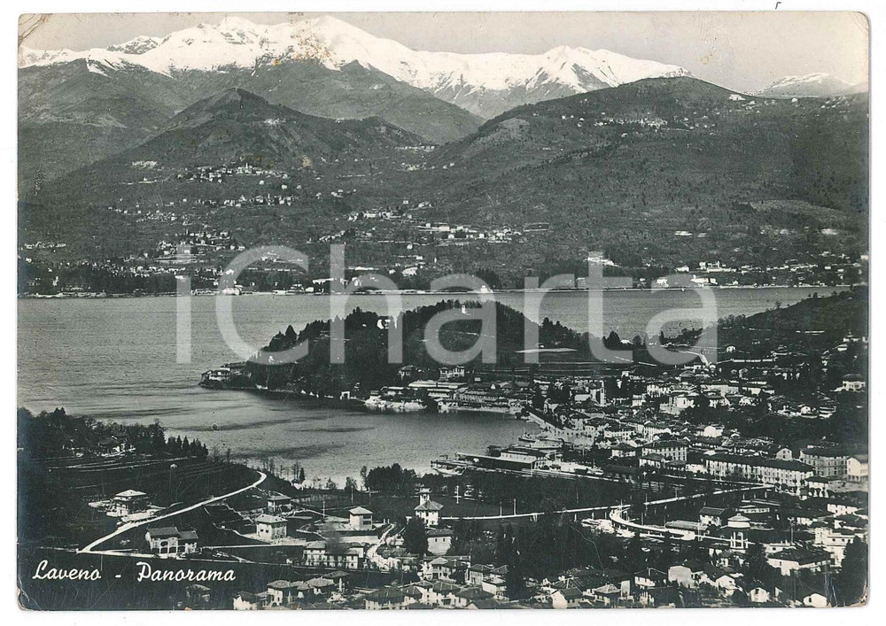 Cartolina originale da collezione 1950 LAVENO MOMBELLO Panorama con il Lago Maggiore  Cartolina FG VG 1