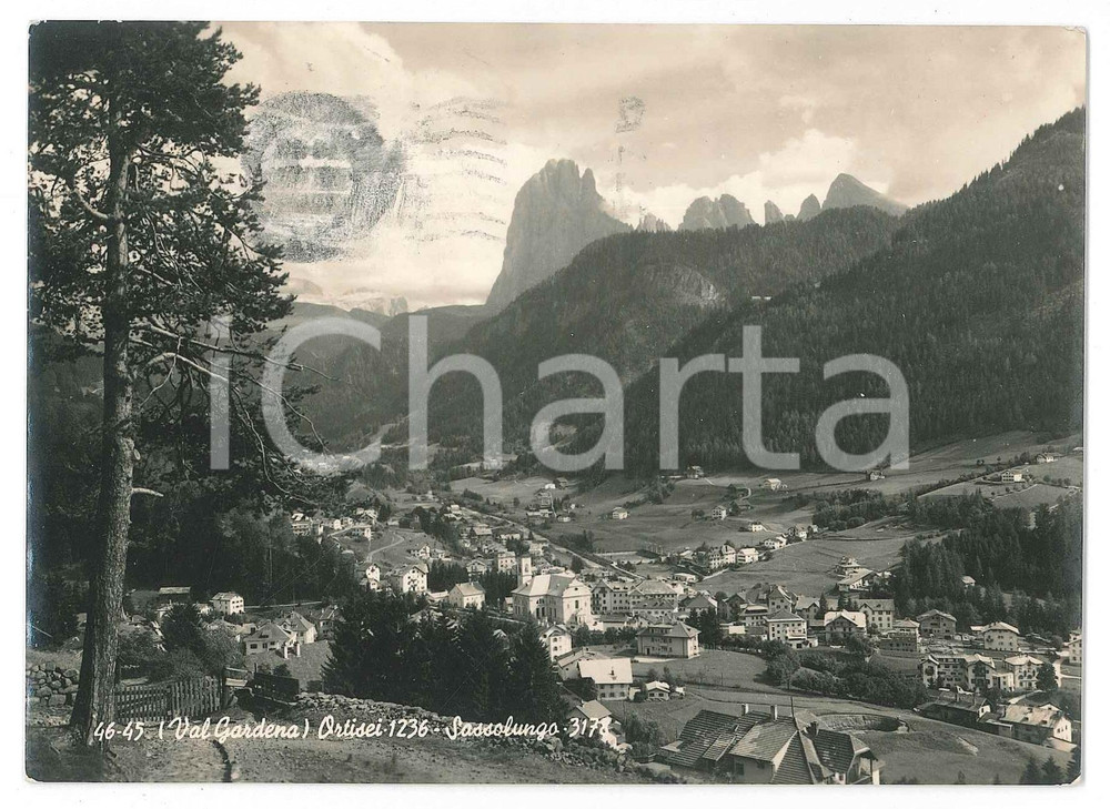 Cartolina originale da collezione 1955 ORTISEI Val Gardena e Gruppo Sassolungo  Cartolina FG VG 1