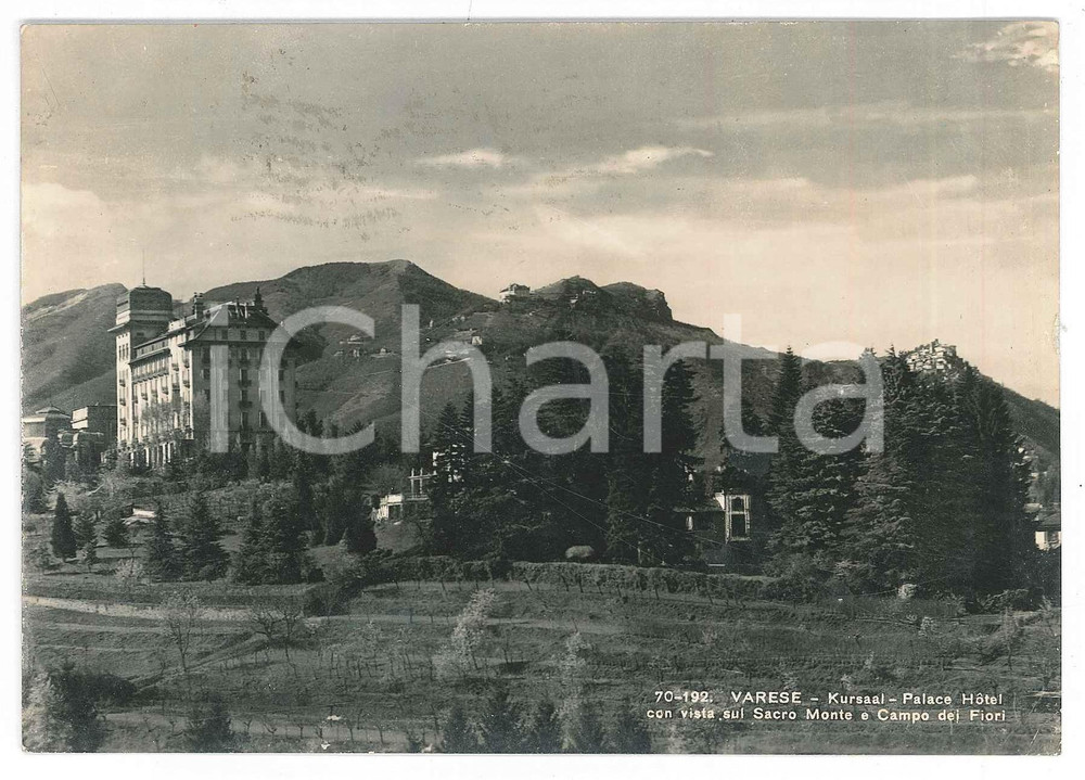 Cartolina originale da collezione 1957 VARESE Palace Hotel con vista sul Sacro Monte e Campo dei Fiori Cartolina 1