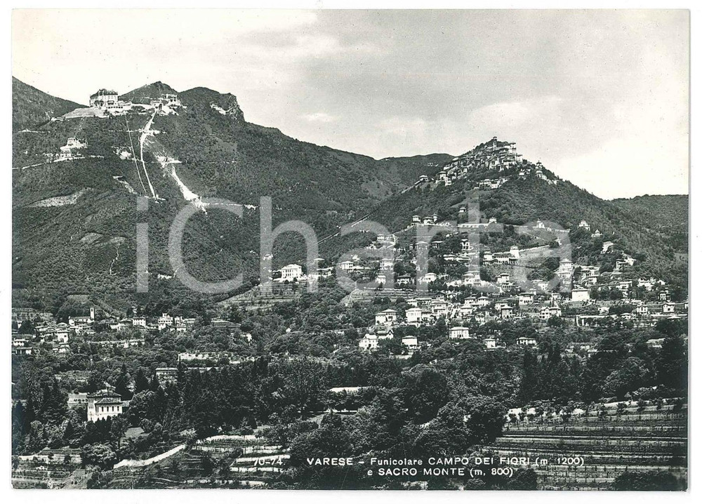 Cartolina originale da collezione 1950 ca VARESE Funicolare Campo dei Fiori e SACRO MONTE Cartolina FG NV 1