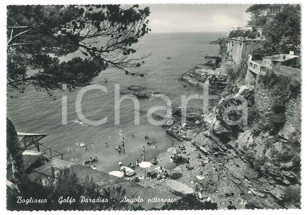 Cartolina originale da collezione 1959 BOGLIASCO GE Angolo pittoresco di Golfo Paradiso  Cartolina ANIMATA FG 1