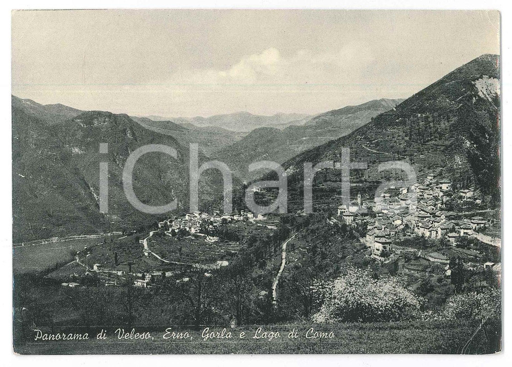 Cartolina originale da collezione 1958 LAGO DI COMO Panorama di Veleso, Erno e Gorla  Cartolina FG VG 1