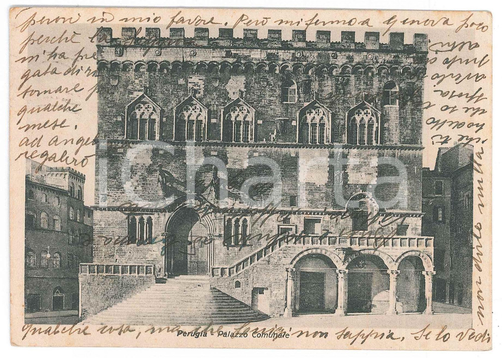 Cartolina originale da collezione 1943 PERUGIA Palazzo dei Priori  Cartolina FG VG 1