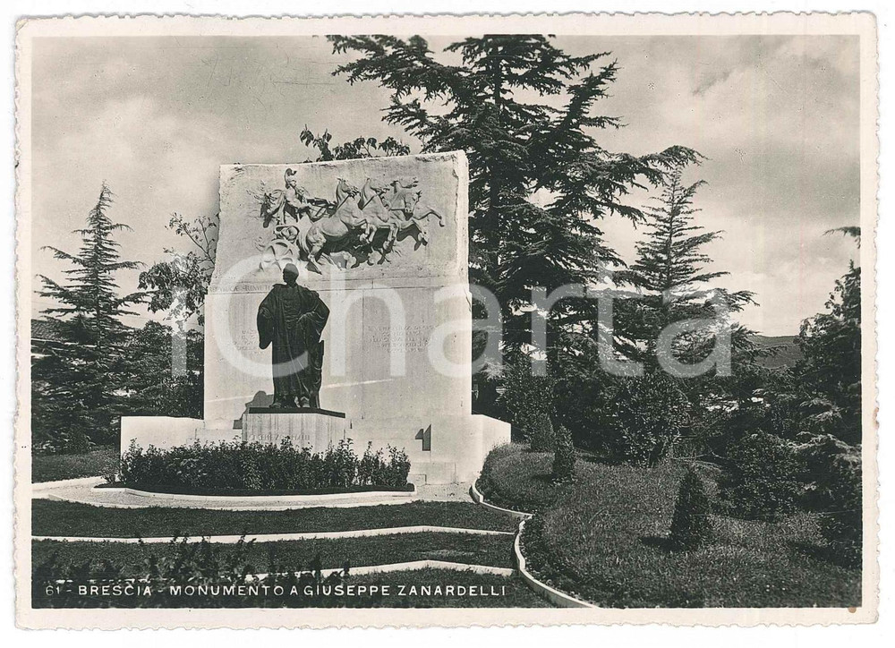 Cartolina originale da collezione 1941 BRESCIA Monumento a Giuseppe Zanardelli  Cartolina FG VG 1